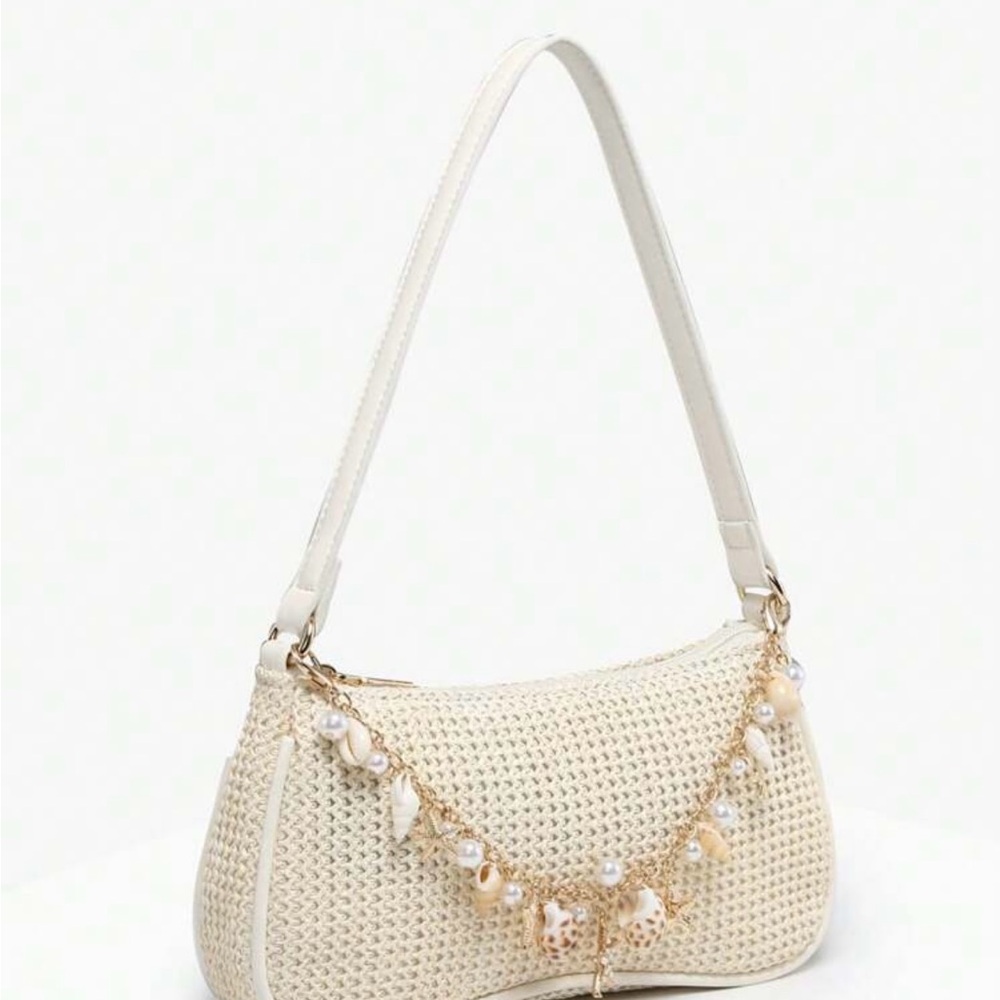 SHEIN Cream Mini Bag with Gold Chain Detail